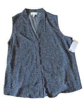 NWT Nordstrom Rack Abstract Dot Sleeveless Blouse Top XL Navy Blue White